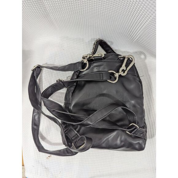 STEVE MADDEN! MADDEN NYC BLACK QUILTED VEGAN LEATHER MINI BACKPACK, PURSE, BAG! - Picture 5 of 11
